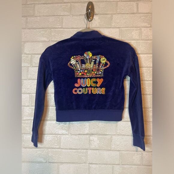 Juicy Couture Kids Classic Velour Zip up Jacket With logo and Graphic Design - Picture 1 of 7